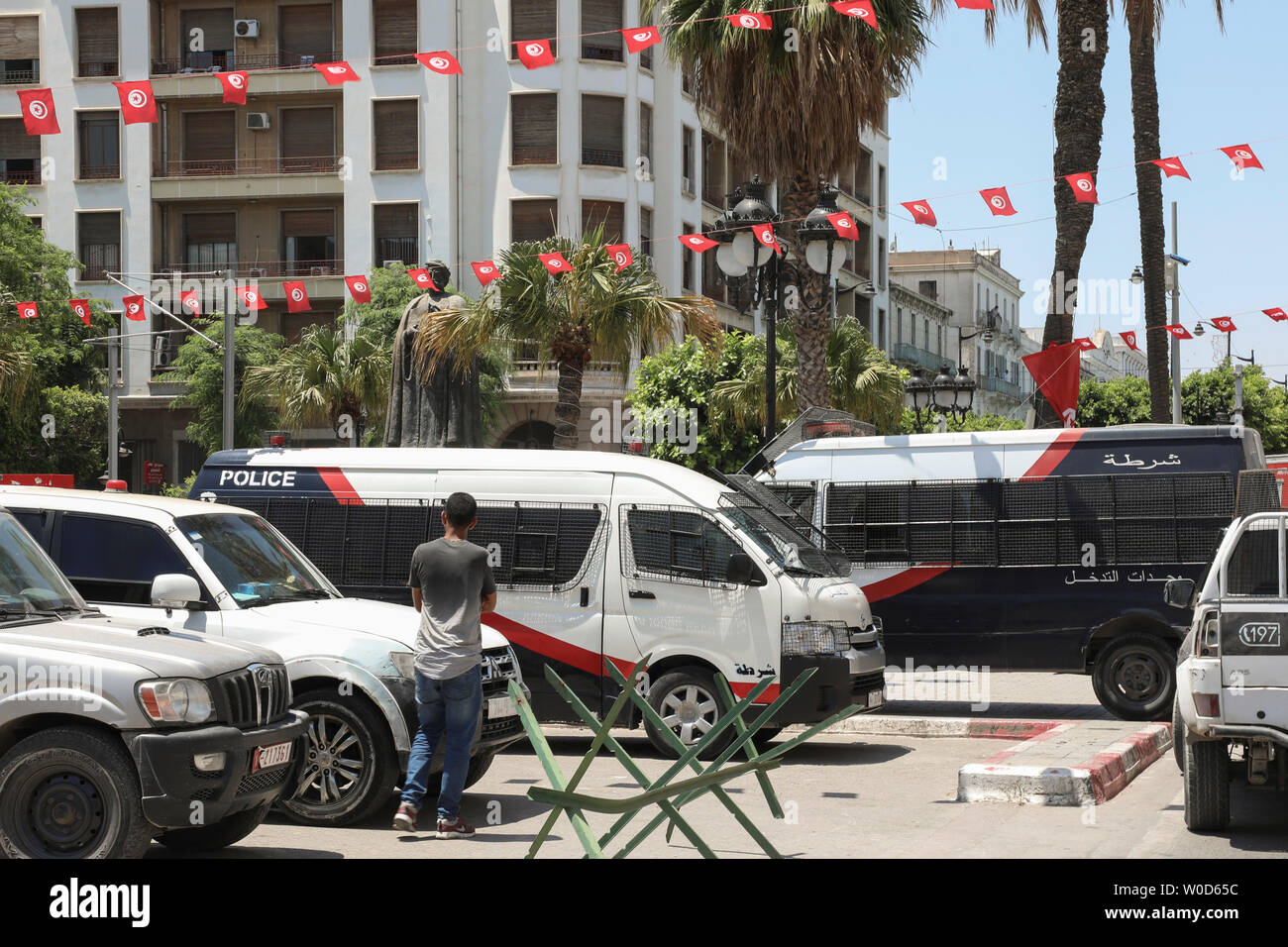 Tunis Tunisia 27th June 2019 Police Vehicles Are Seen