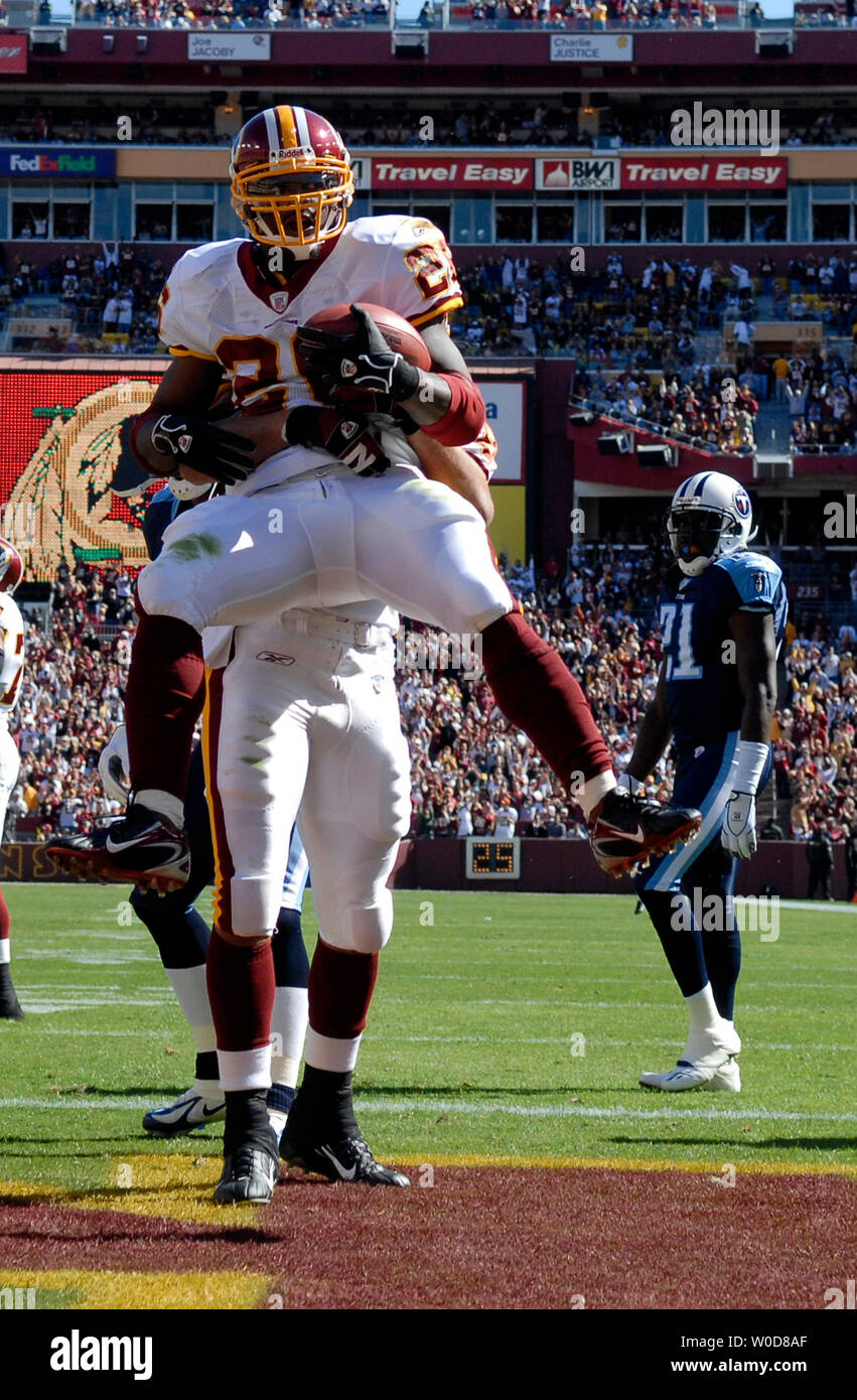 14 August 2004: Clinton Portis, RB of the Washington Redskins. The Carolina  Panthers defeated the Washington Redskins 23-20 in overtime in pre-season  action August 14, 2004 at FedEx Field in Landover, MD. (