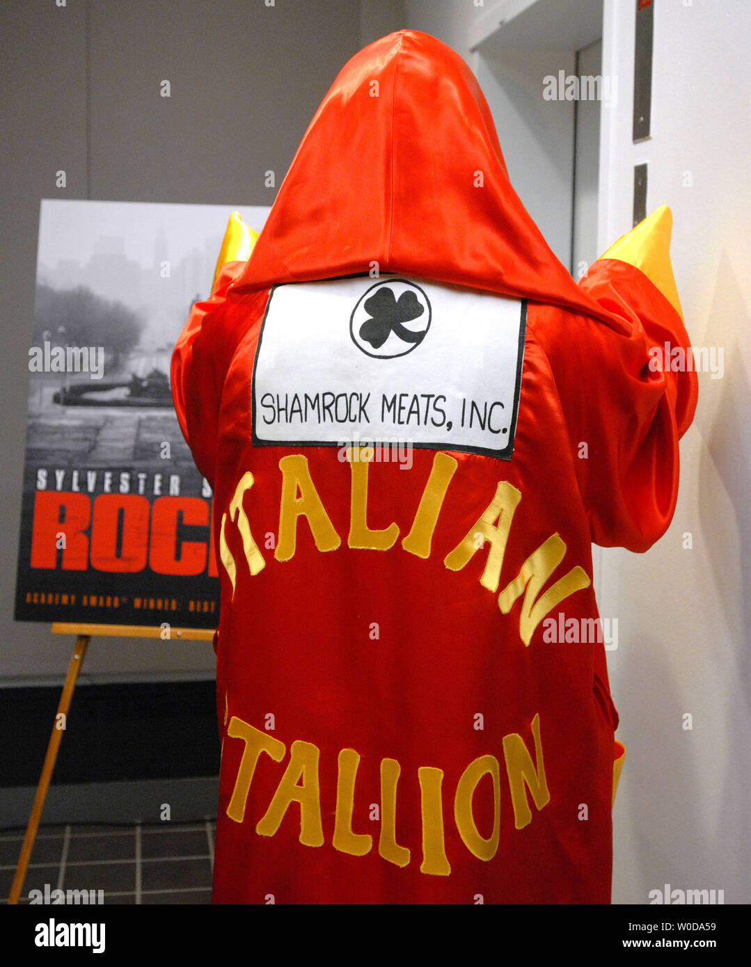 Actor and filmmaker Sylvester Stallone donated his boxing robe and other objects from the Academy Award-winning 'Rocky' films to The Smithsonian National Museum of American History in Washington on December 5, 2006.   (UPI Photo/Roger L. Wollenberg) Stock Photo