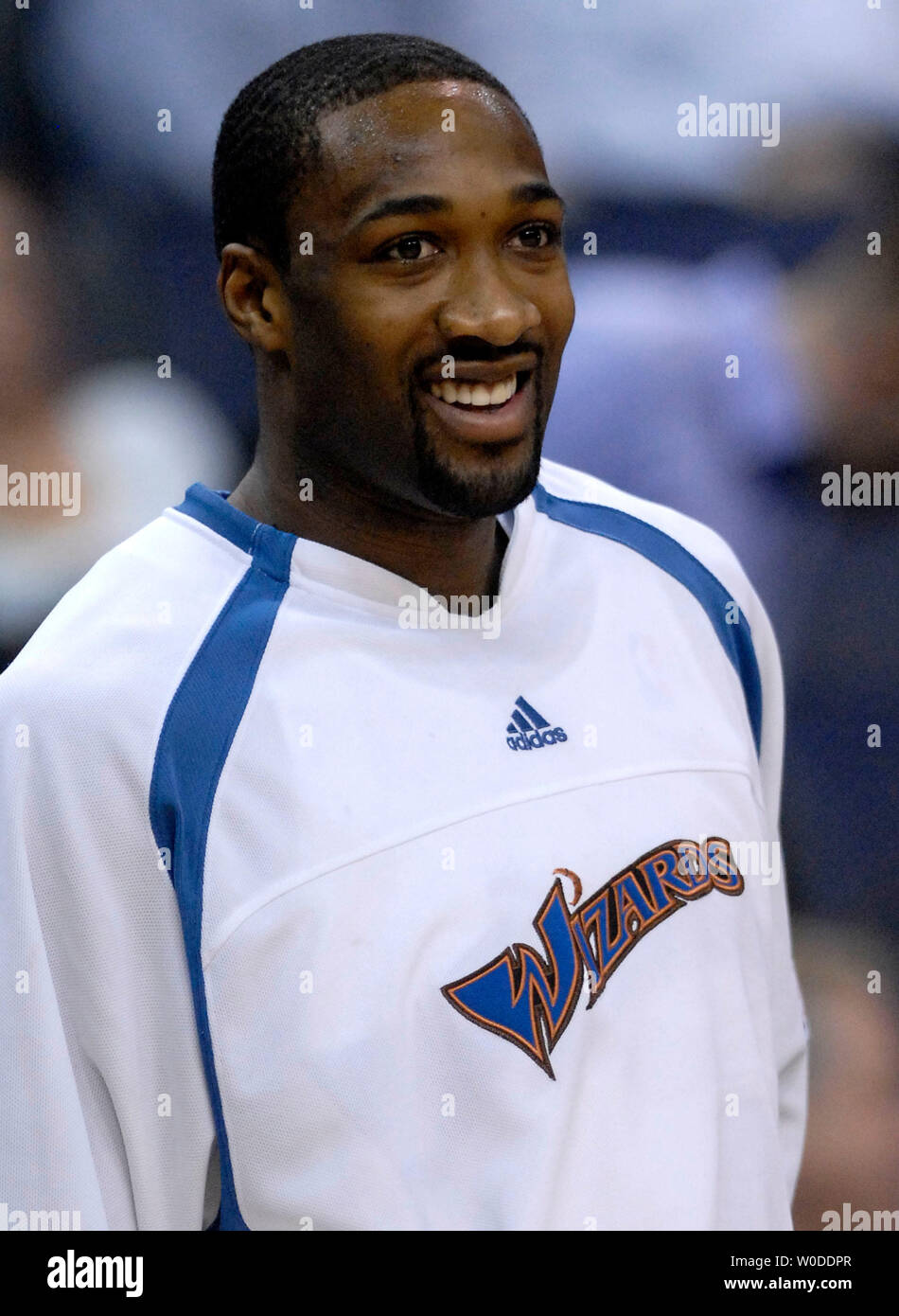 Washington Wizards Gilbert Arenas warms-up prior to the Wizards game  against the San Antonio Spurs at the Verizon Center in Washington on  January 2, 2010. Arenas allegedly drew a gun on teammate