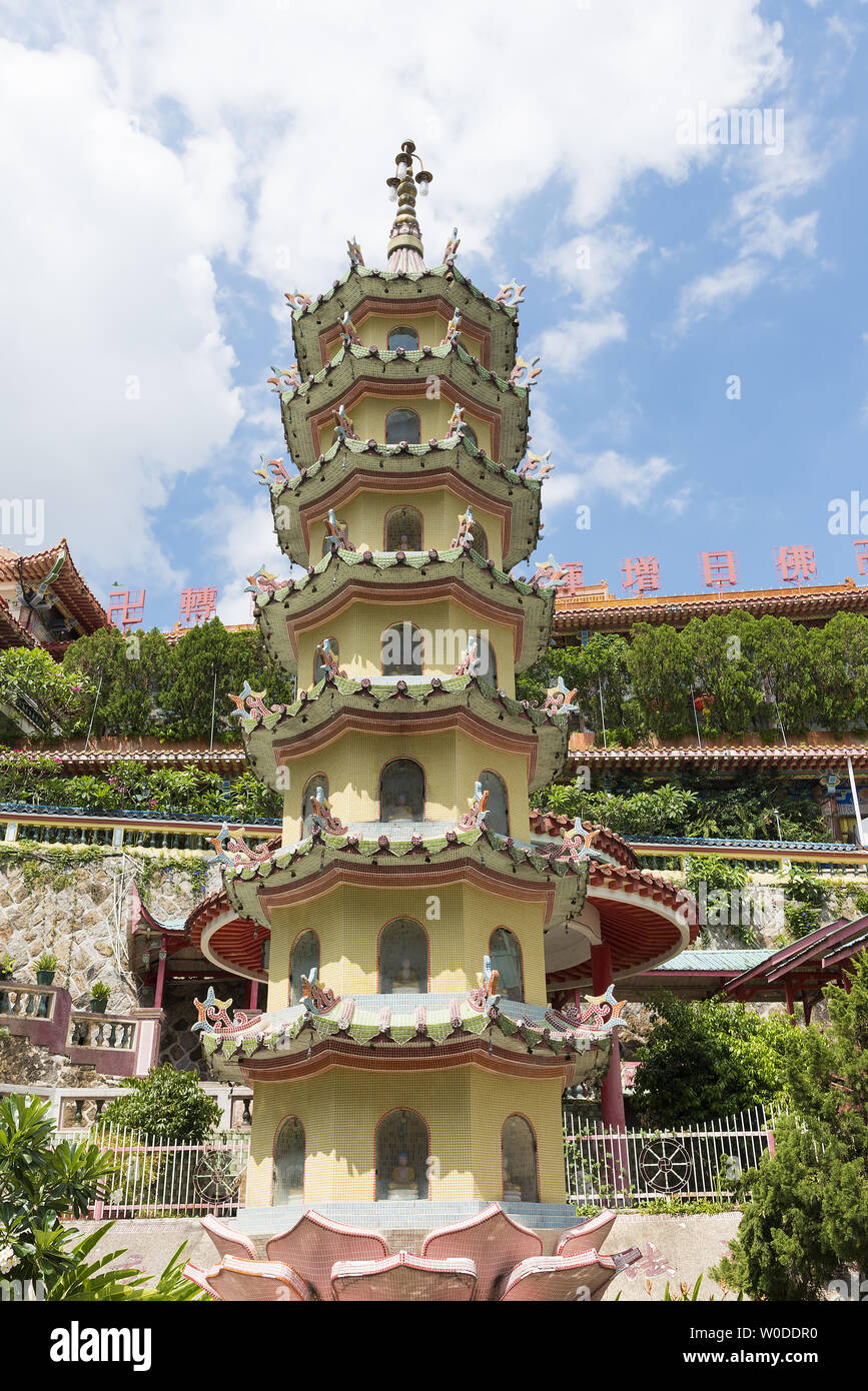 Kek Lok Si Temple, lotus pagoda, in Penang island, Malaysia Stock Photo