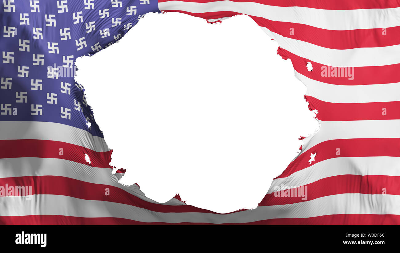 Broken United States America Nazi flag, white background, 3d rendering Stock Photo