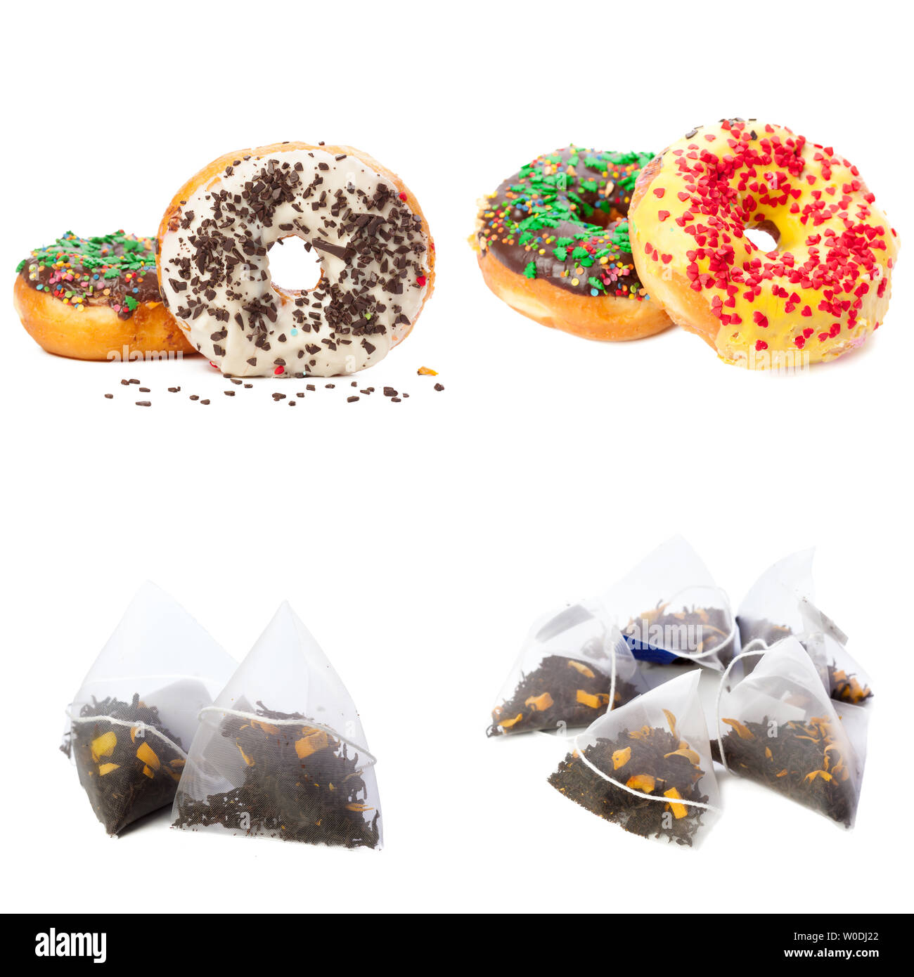 Donuts Set Isolated on White Background Stock Photo - Alamy