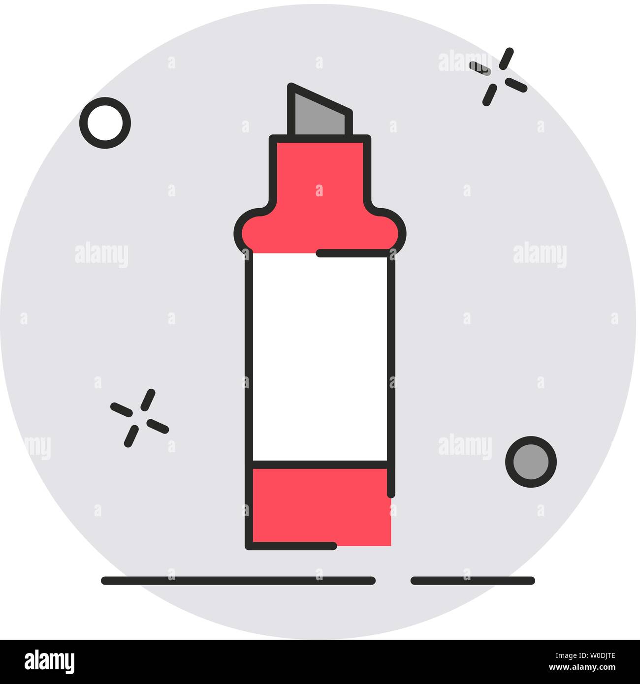 Office highlighter or marker icon. Modern flat design style. Vector simple illustration icon for web site page, marketing, mobile app, design element Stock Vector
