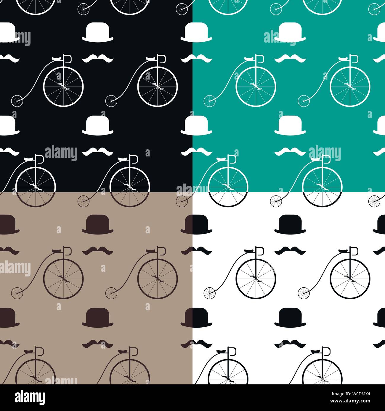 abstract seamless pattern with hipster elements vector background Stock Vector