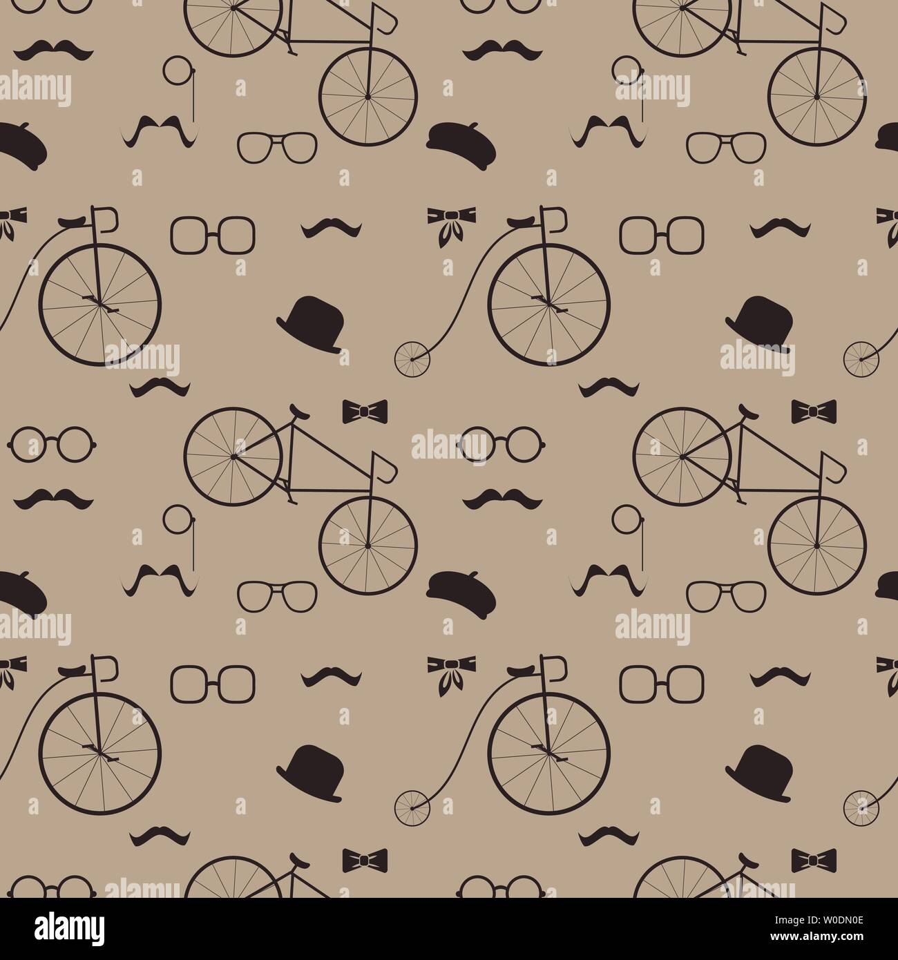 abstract seamless pattern with hipster elements vector background Stock Vector