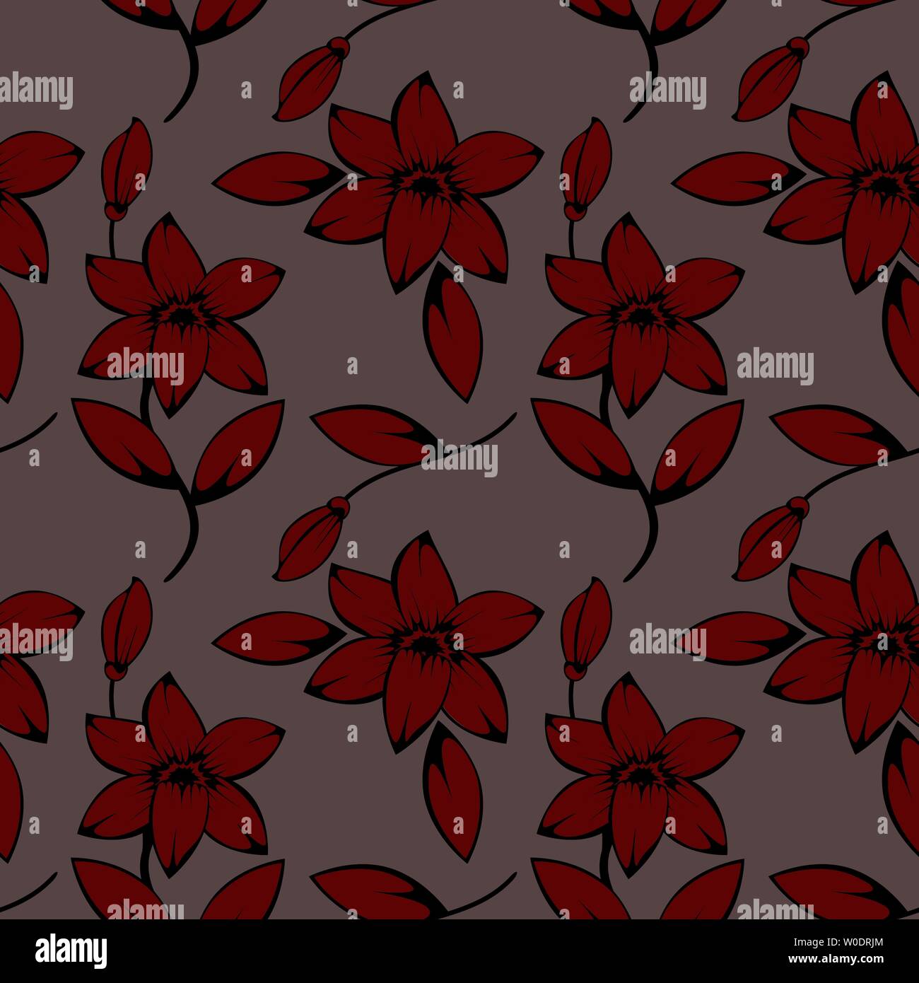 seamless pattern of lily flowers vector background Stock Vector