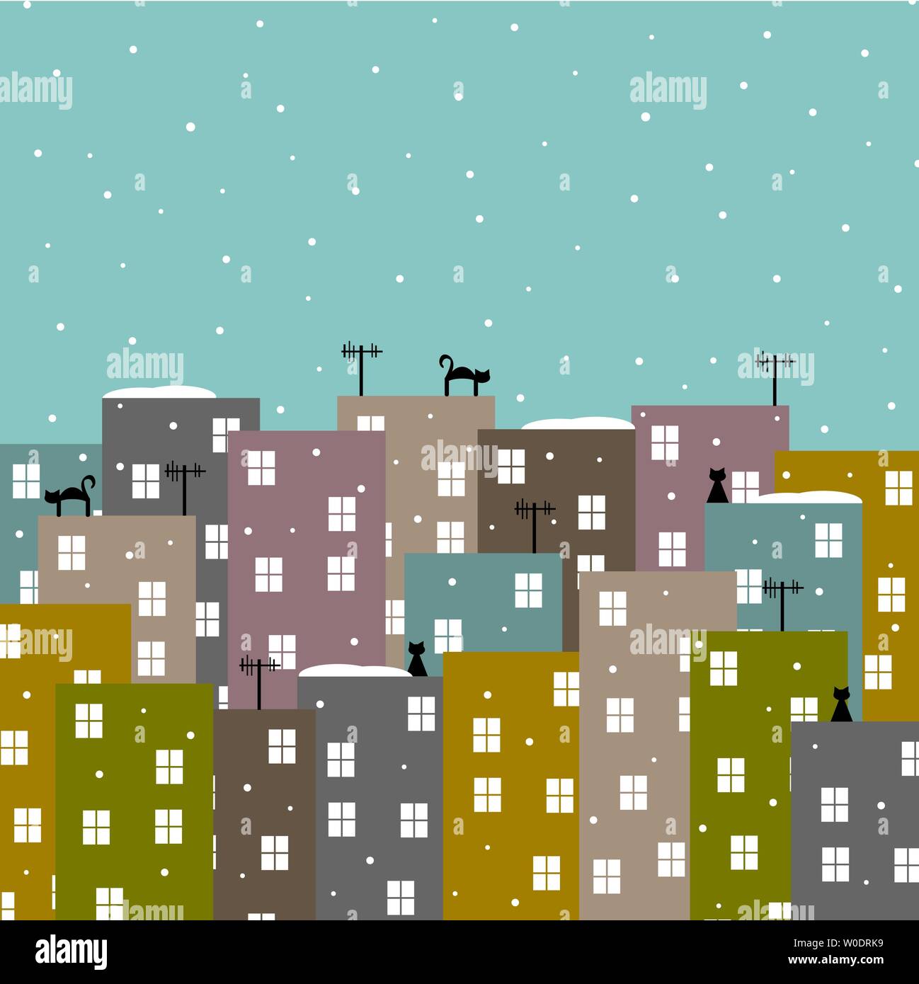 abstract stylized city in winter vector illustration Stock Vector Image & Art Alamy