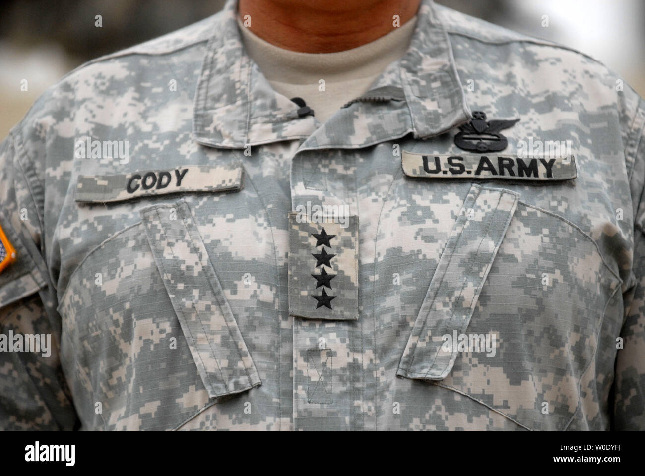Army Vice Chief of Staff Gen. Richard Cody s rank and name tag are