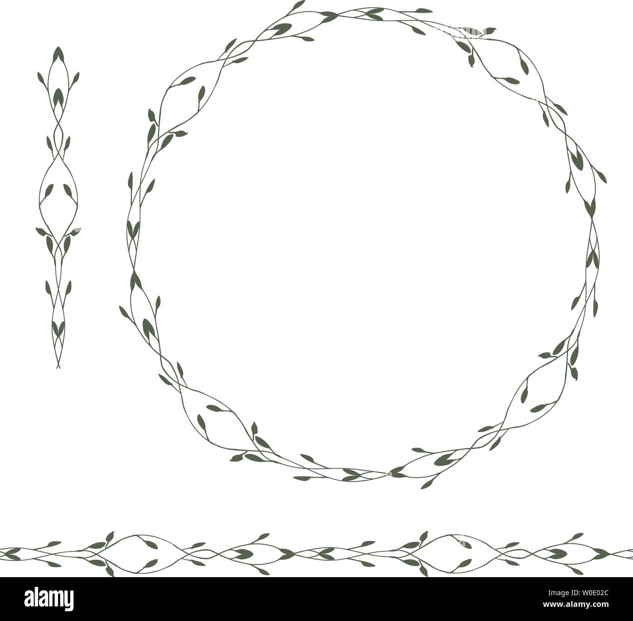Vector floral frame. Round hand drawn floral frames on white background ...