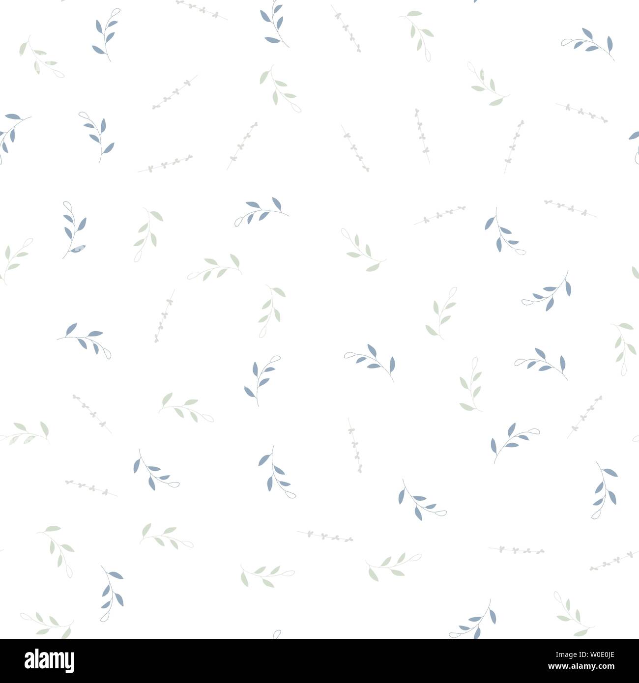 Seamless pattern of abstract branches and flowers on a white background ...