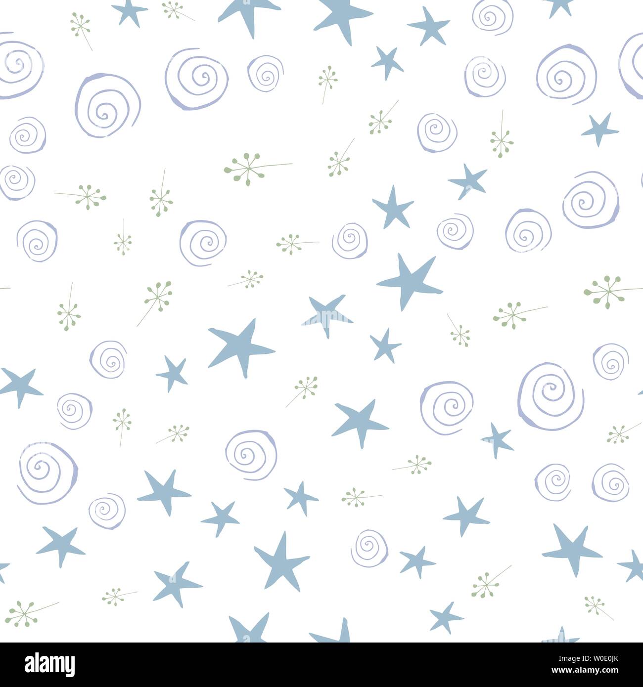 Seamless pattern of abstract branches and flowers on a white background ...