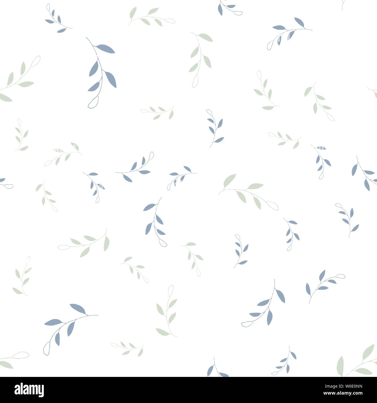 Seamless pattern of abstract branches and flowers on a white background. hand drawn vector illustration Stock Vector