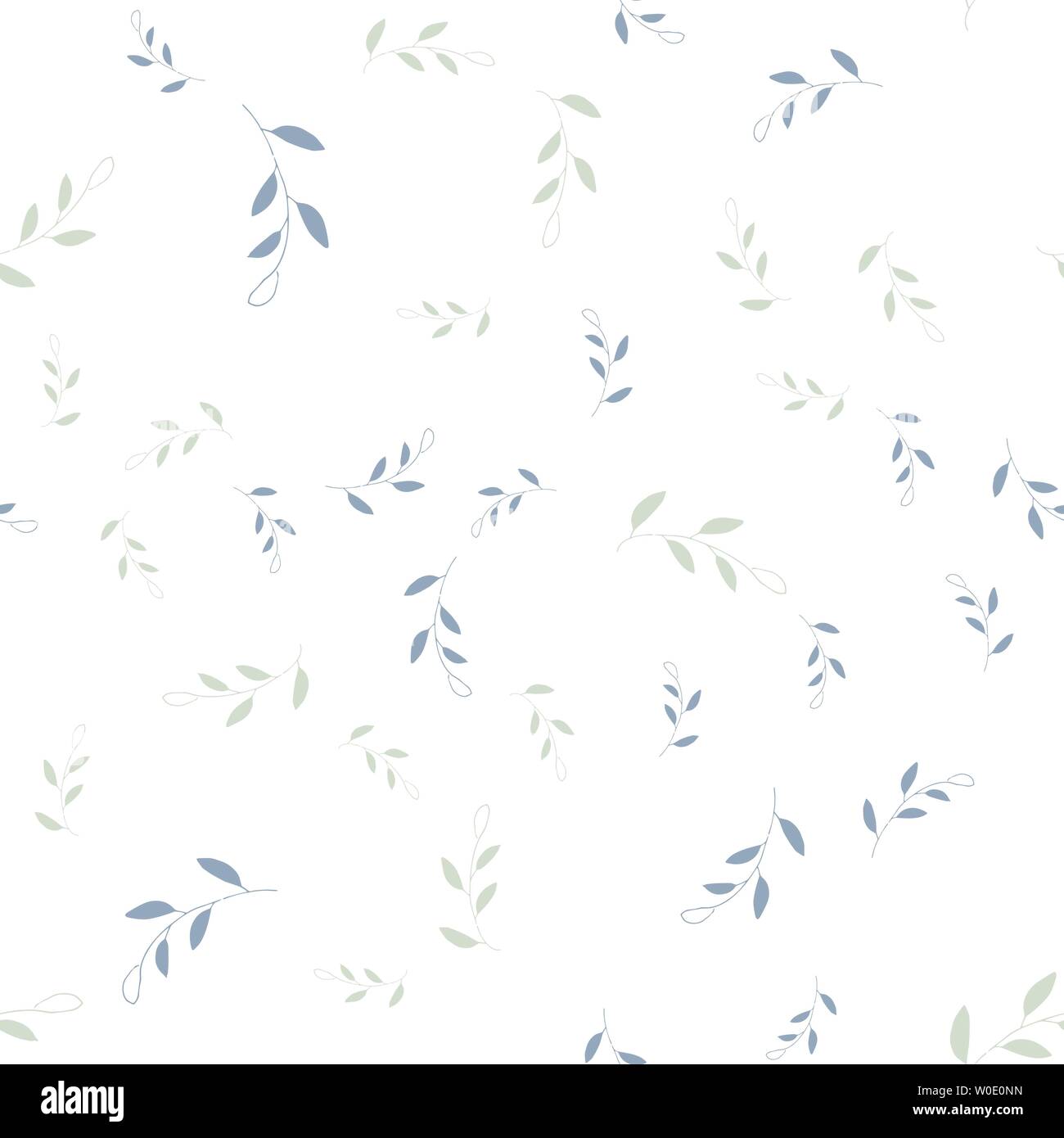 Seamless pattern of abstract branches and flowers on a white background ...