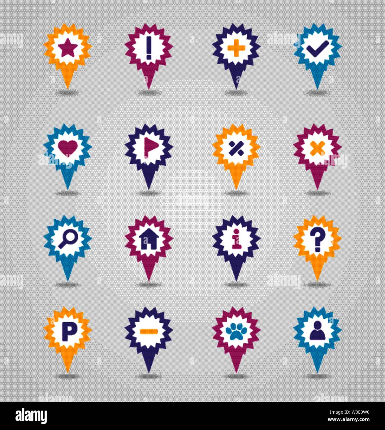 Pin map icon set. Map pointer. Map markers. Destination vector icon. GPS location symbol. Mapping pins icon EPS 10 vector file has transparency, shado Stock Vector