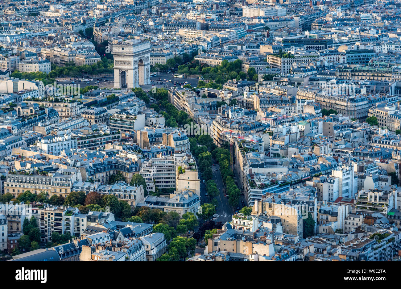 France, 16th arrondissement of Paris, view from the Eiffel Tower (Arc de Triomphe de l'Etoile, Avenue d'Iena) Stock Photo