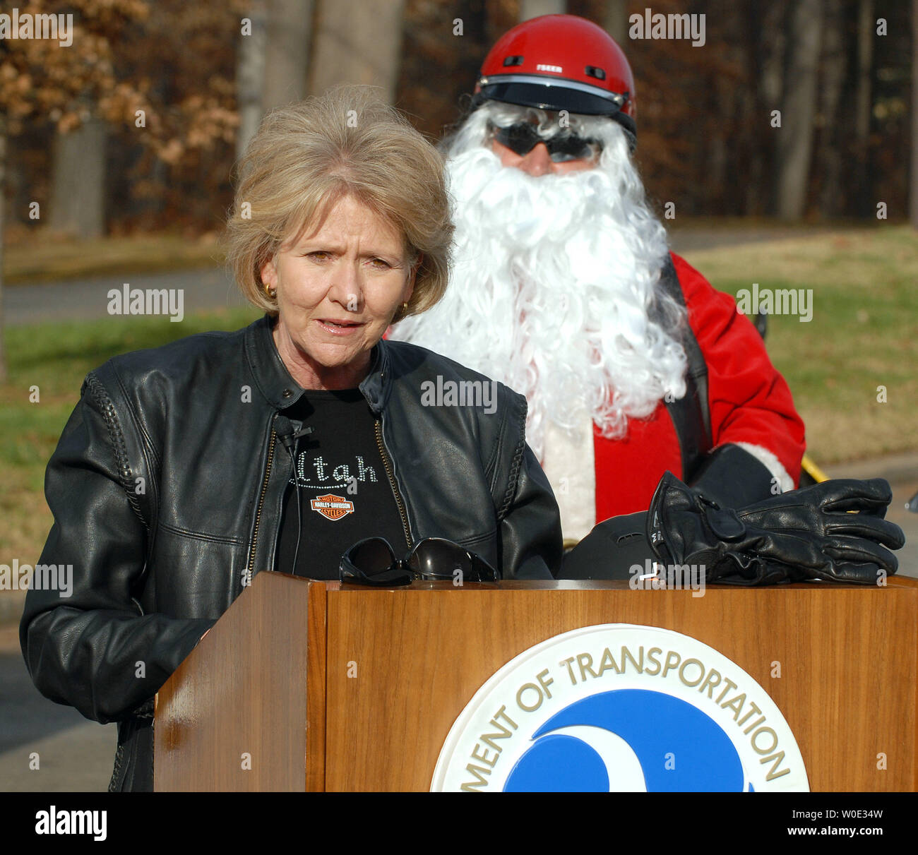 Transportation Secretary Mary E Peters Gives Santa Claus