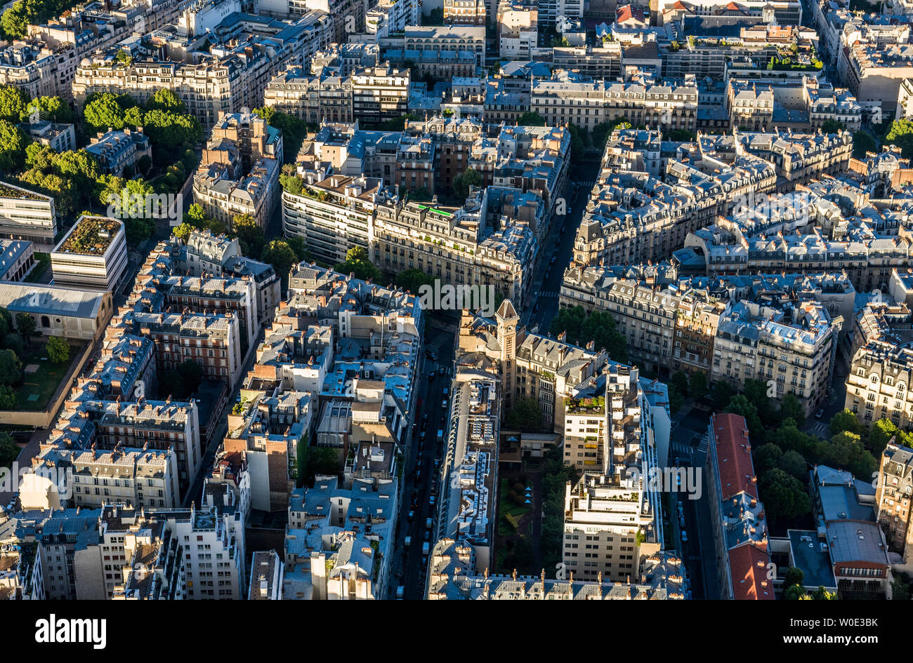 France, 7th arrondissement, view from the Eiffel Tower (avenue Rapp, rue de Montessuy) Stock Photo