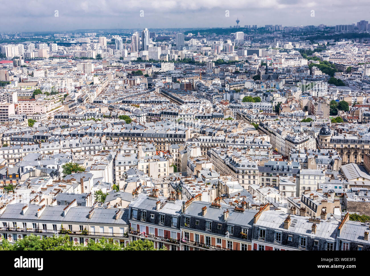 France, 18th arrondissement of Paris, Clignancourt district, view from the Dome of the Basilica of the Sacred Heart of Paris Stock Photo