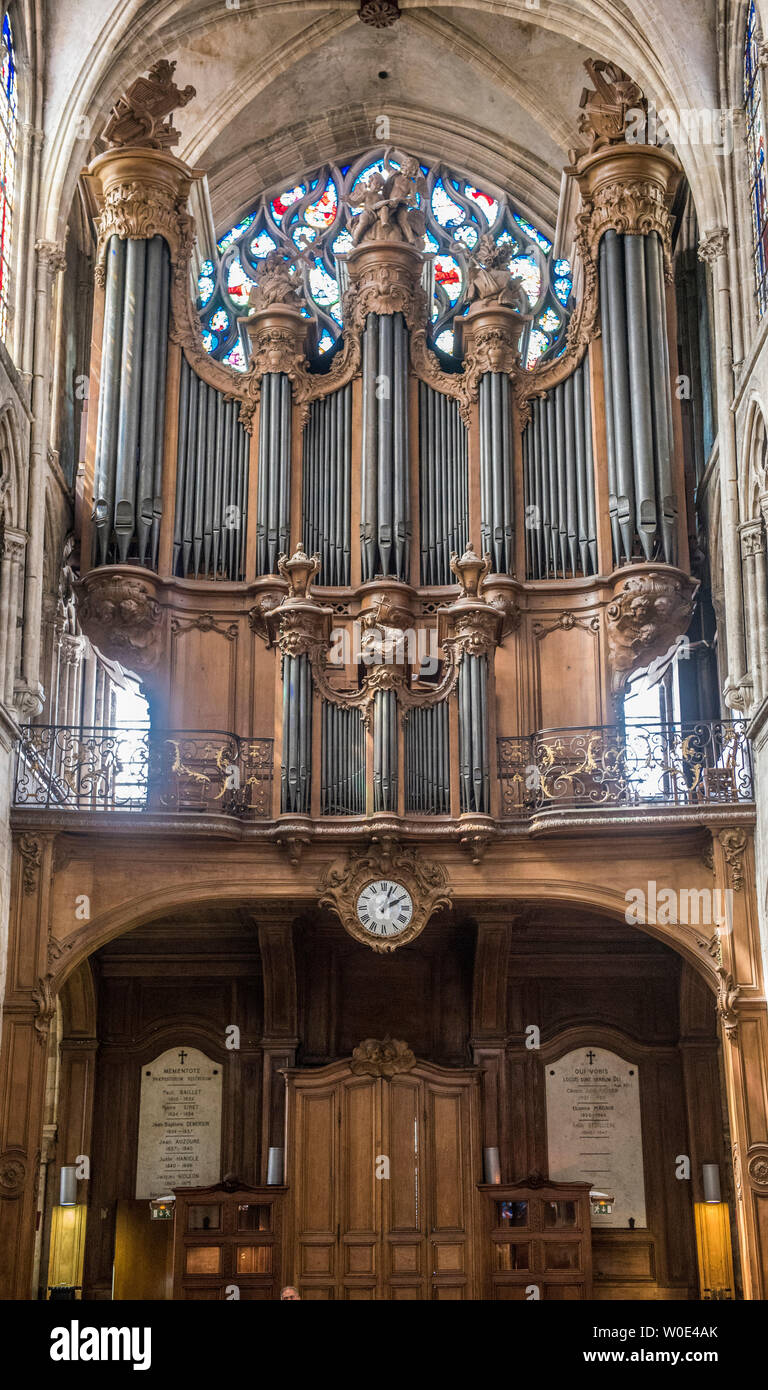 France, 5th arrondissement of Paris, Latin Quarter, organ of the church of Saint-Severin Stock Photo