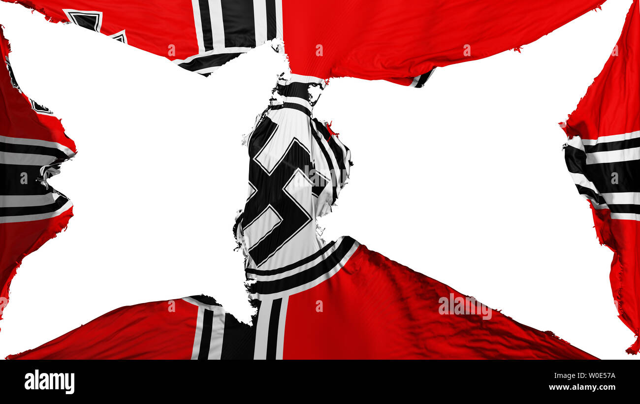 Destroyed Germany Nazi flag, white background, 3d rendering Stock Photo
