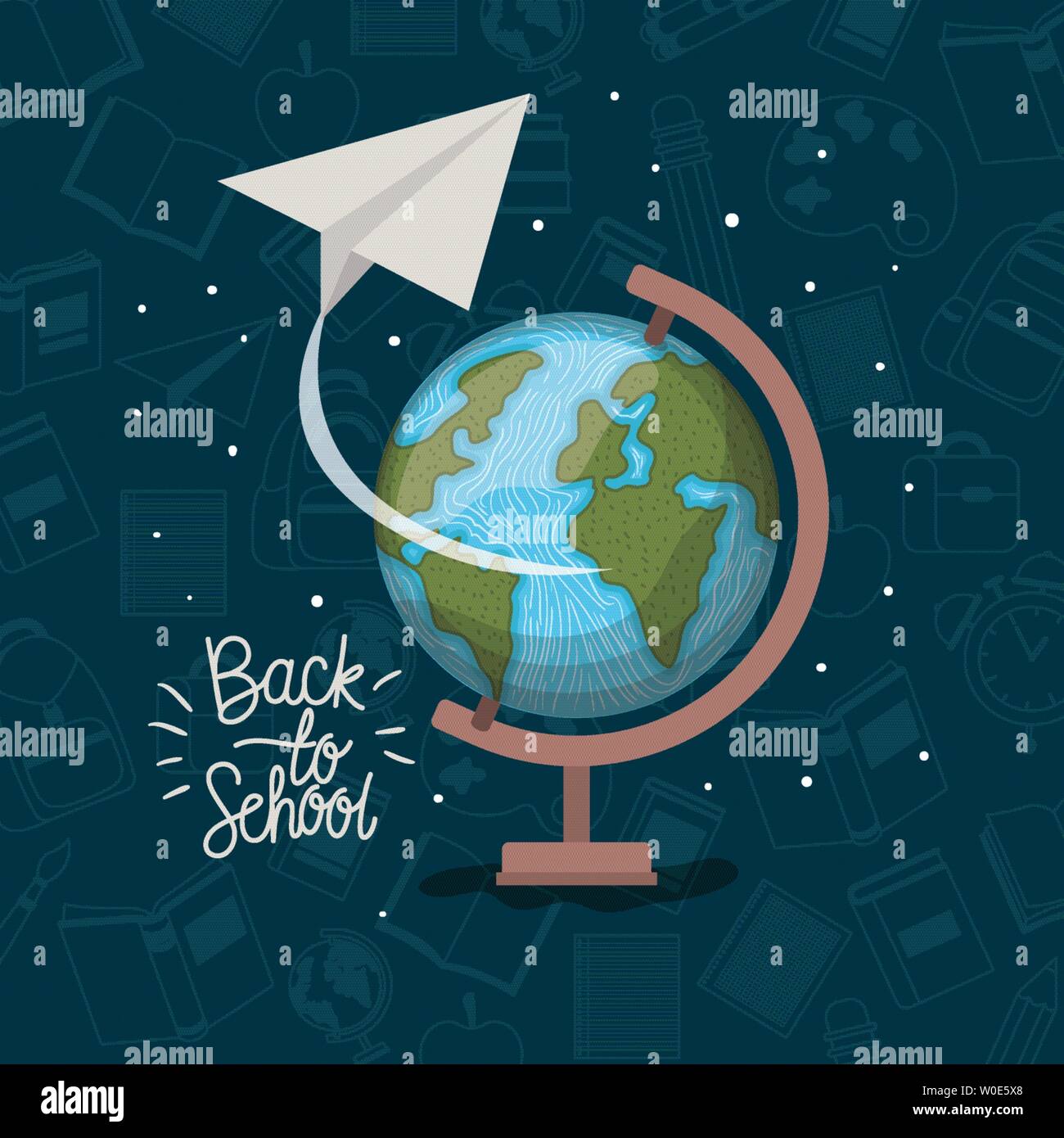 world map and supplies back to school Stock Vector Image & Art - Alamy