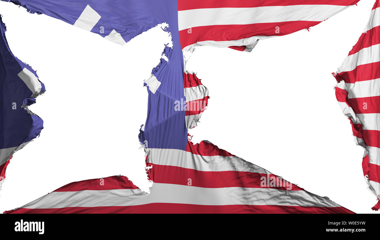 Destroyed USA swastika flag, white background, 3d rendering Stock Photo