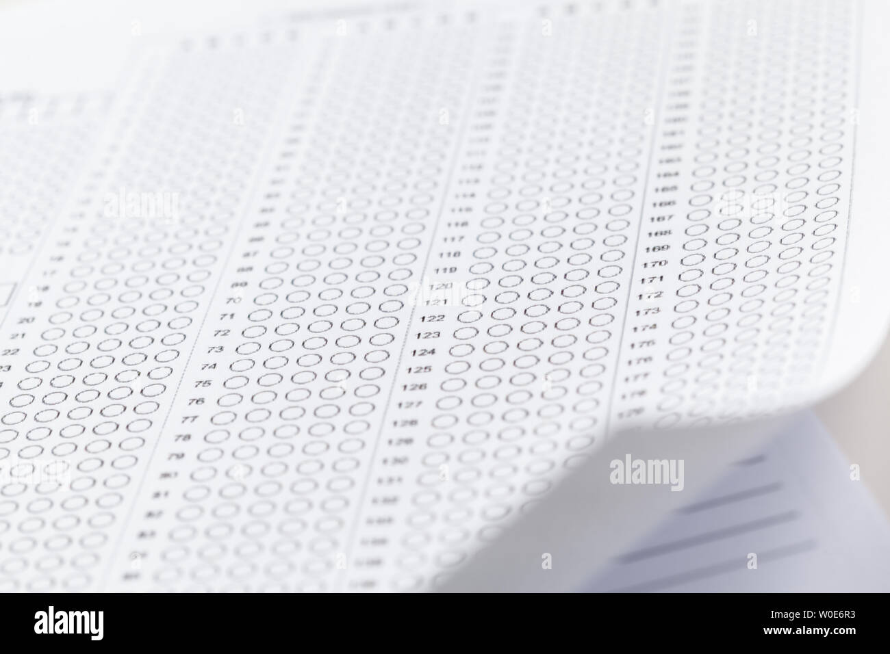 Test score sheet with answers Stock Photo - Alamy