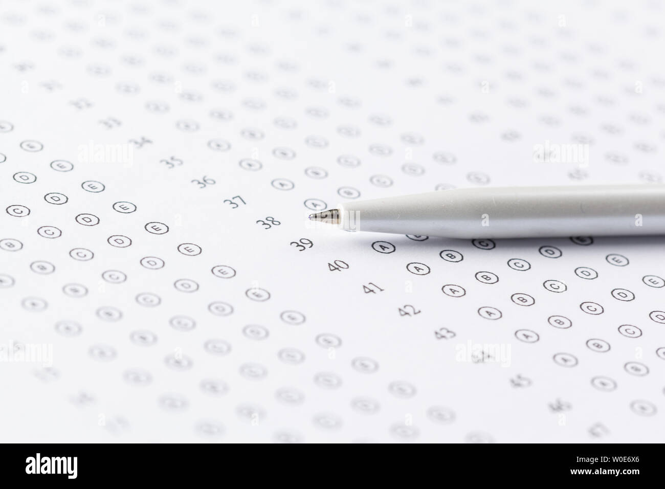 test-score-sheet-with-answers-stock-photo-alamy