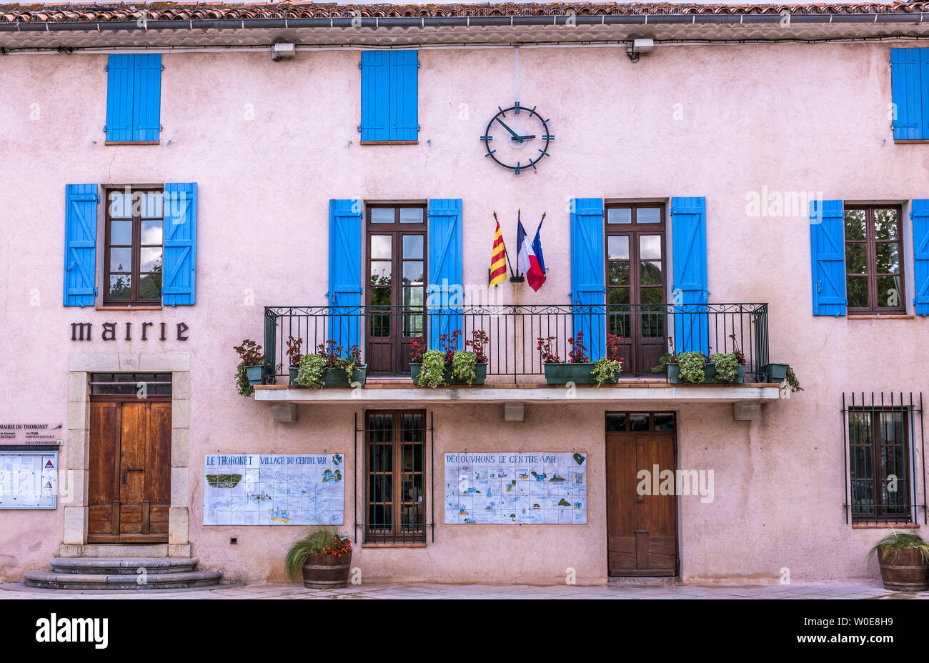 France, Provence-Alpes-Cote d'Azur, Fontaine, City hall of the village of Thoronet Stock Photo