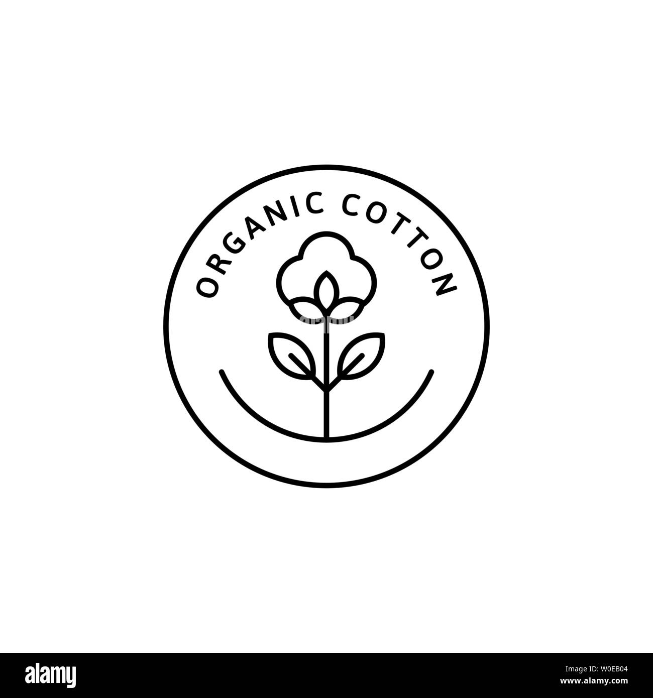 Cotton logo. Linear cotton symbol. Isolated illustration. Vector