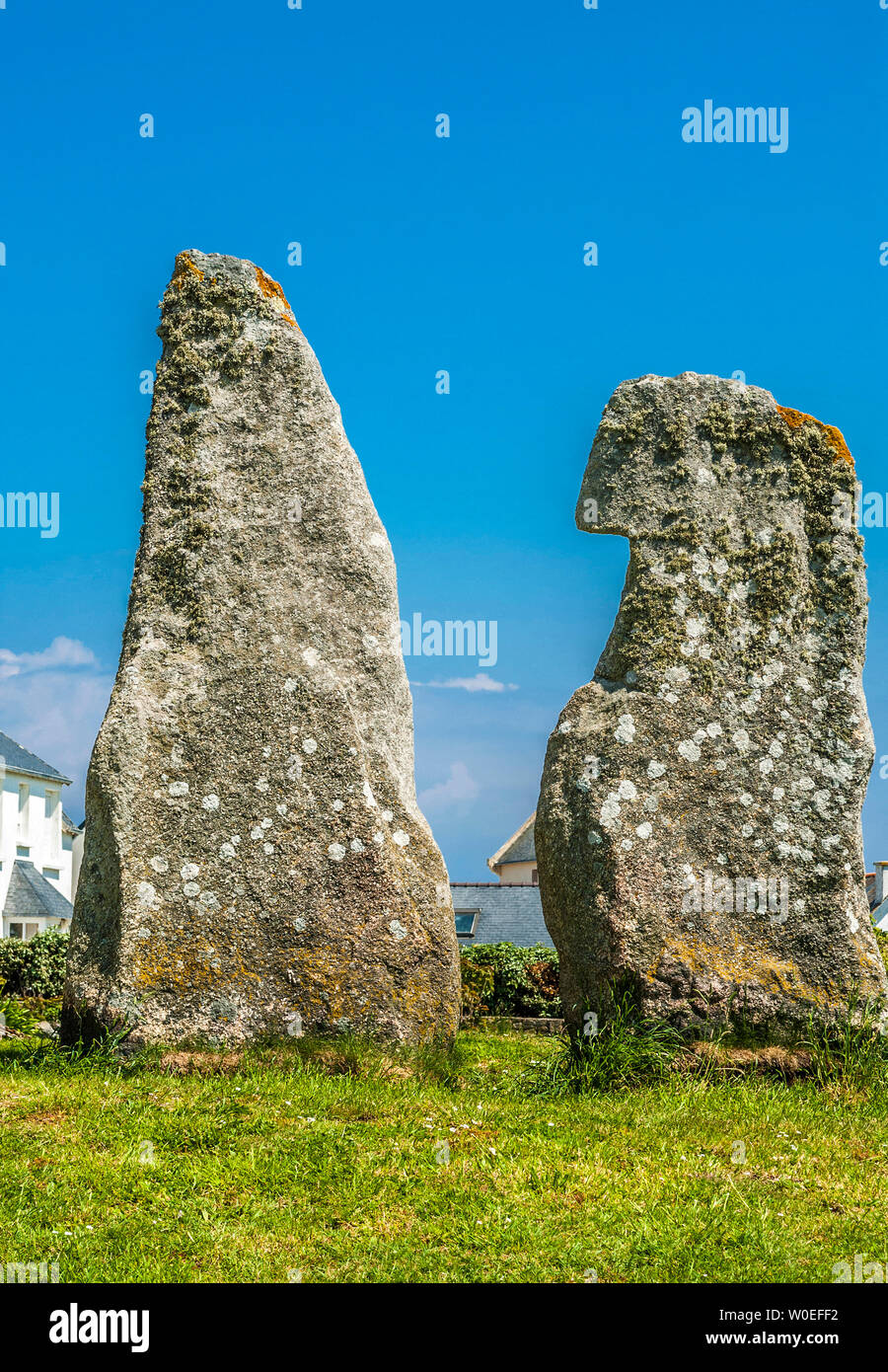 France, Brittany, Ile de Sein, dolmens 'Les causeurs' Stock Photo