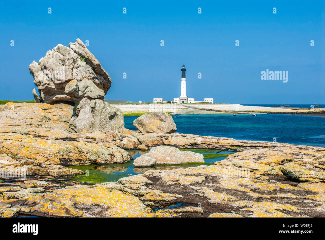 France, Brittany, Ile de Sein, lighthouse Stock Photo