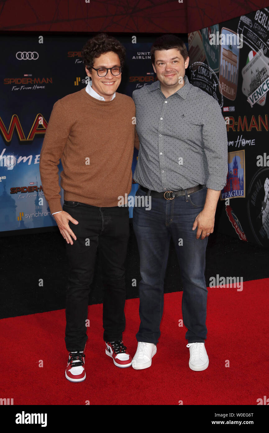 June 26, 2019 - Los Angeles, CA, USA - LOS ANGELES - JUN 26:  Phil Lord, Chris Miller at the ''Spider-Man Far From Home'' Premiere at the TCL Chinese Theater IMAX on June 26, 2019 in Los Angeles, CA (Credit Image: © Kay Blake/ZUMA Wire) Stock Photo