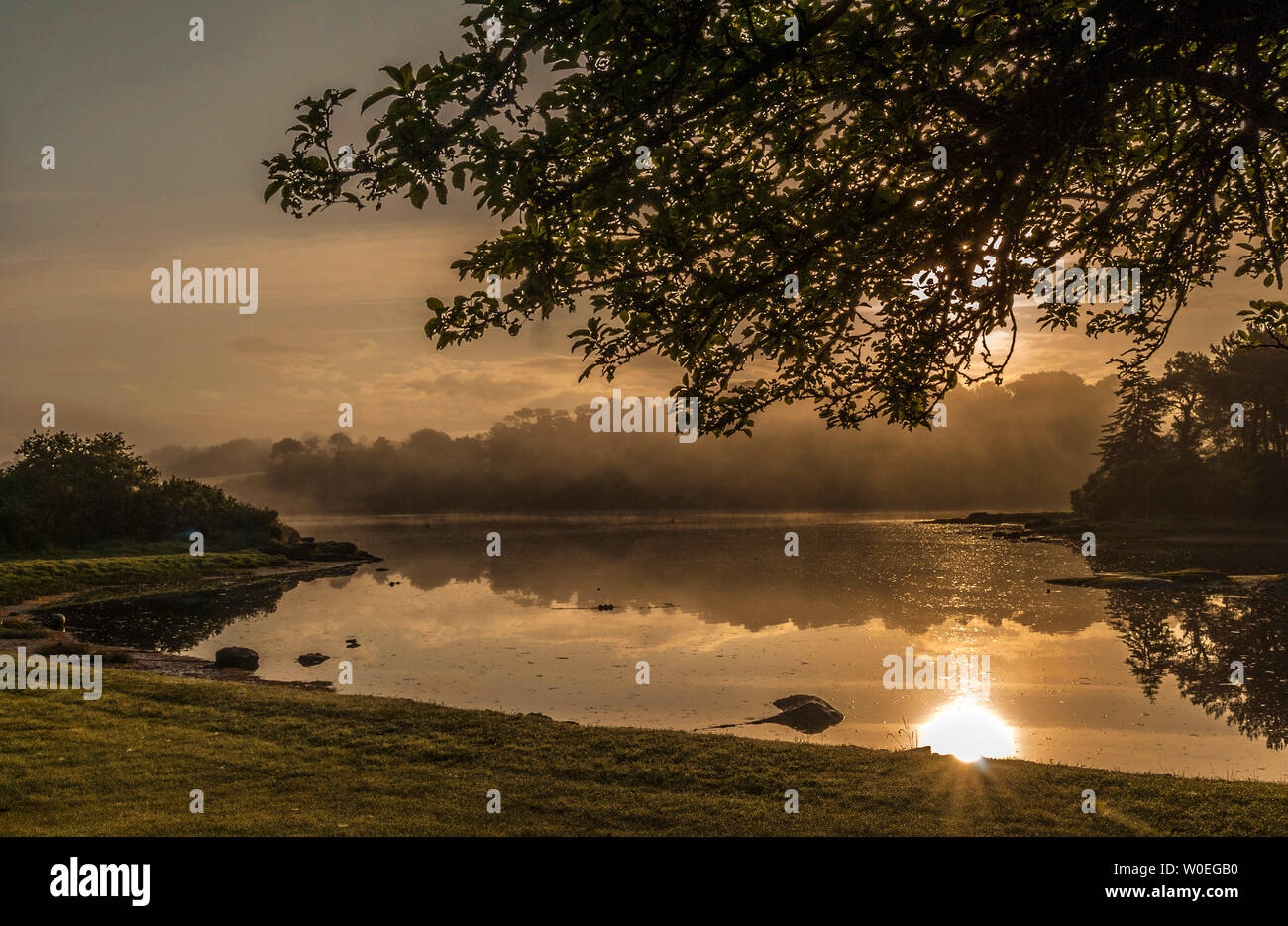 France, Brittany, Nevez Peninsula, sunrise on the Aven river Stock Photo