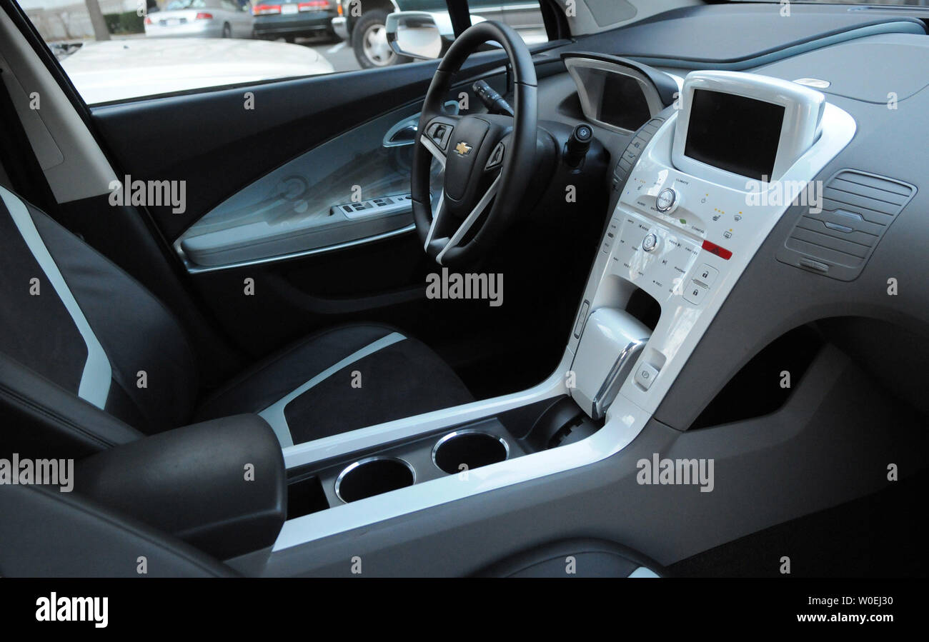 The Interior Is Seen In A Prototype Chevy Volt During A