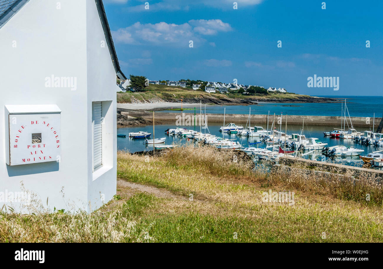 France, Brittany, Rhuys Peninsula, Saint-Gildas-de-Rhuys, Port aux Moines marina Stock Photo