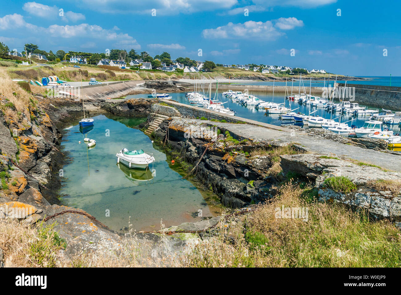 France, Brittany, Rhuys Peninsula, Saint-Gildas-deRhuys, Port aux Moines marina Stock Photo