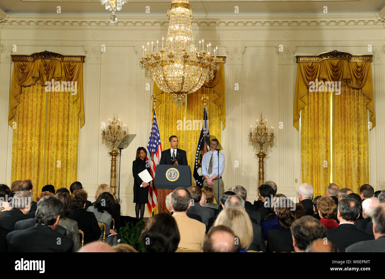 U S President Barack Obama Delivers Remarks Alongside Travis