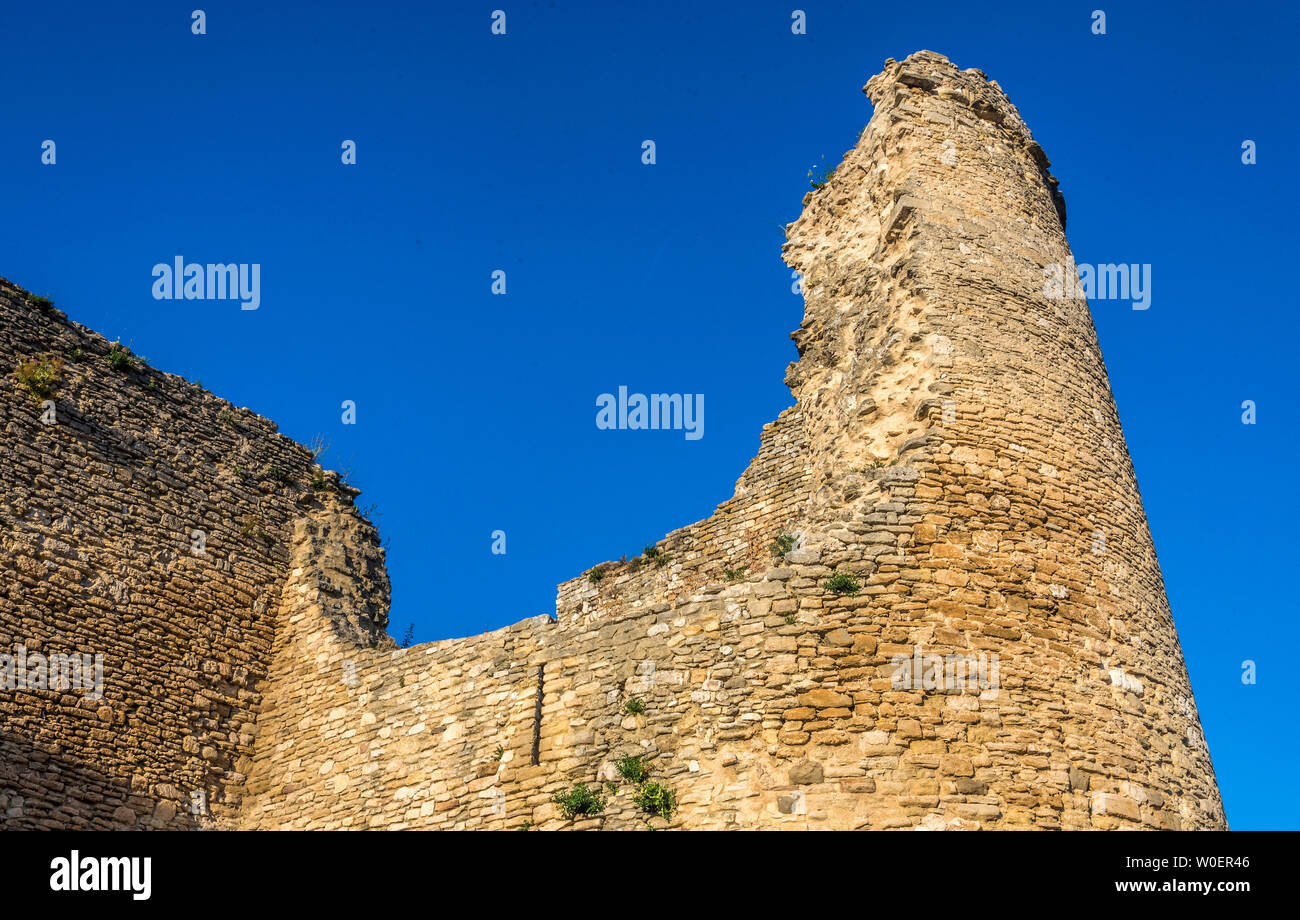 France, Vaucluse, Vénasque (Most Beautiful Village in France), ruin of a Saracen tower Stock Photo