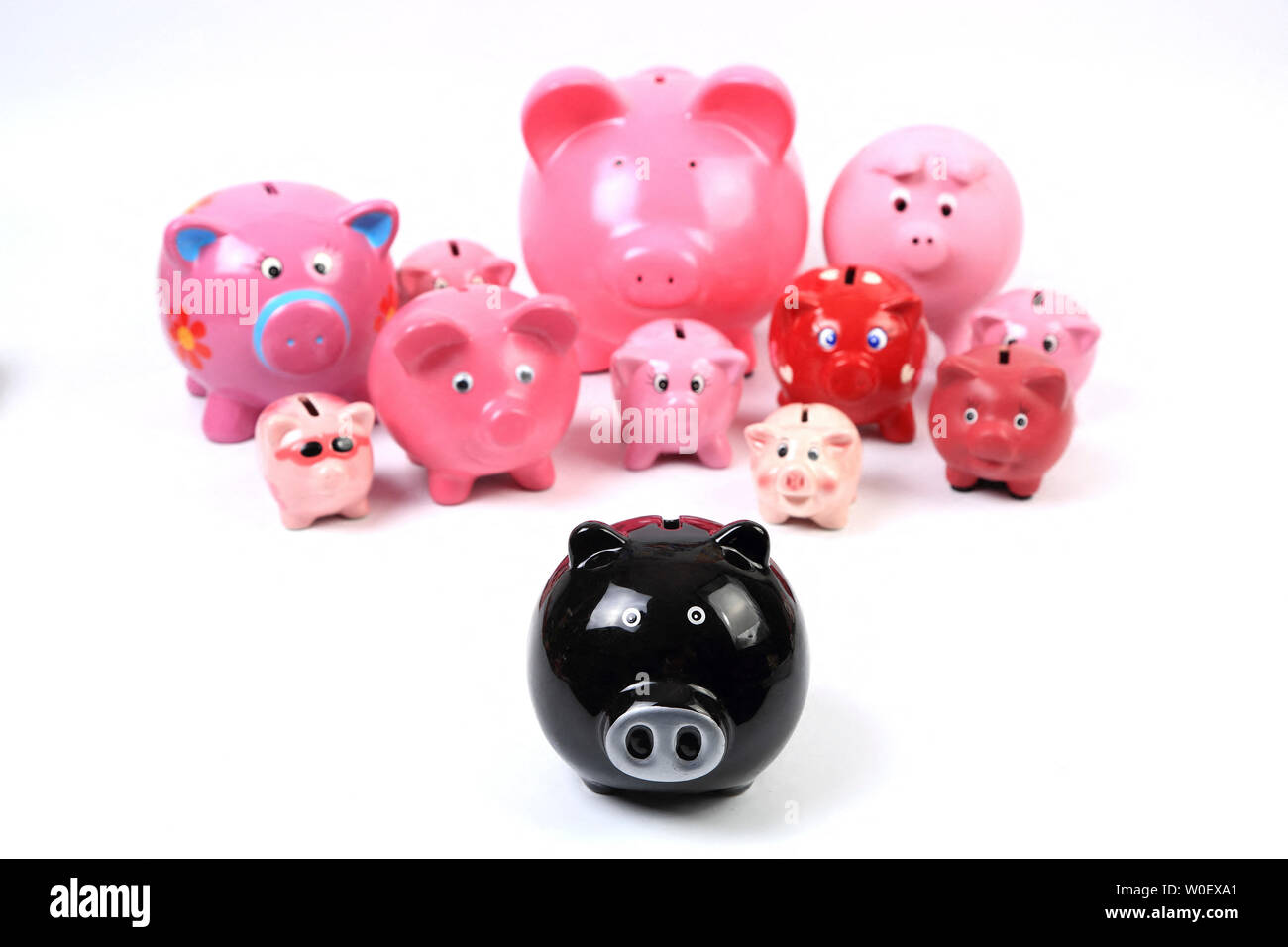 Still life of a group of piggy banks Stock Photo - Alamy