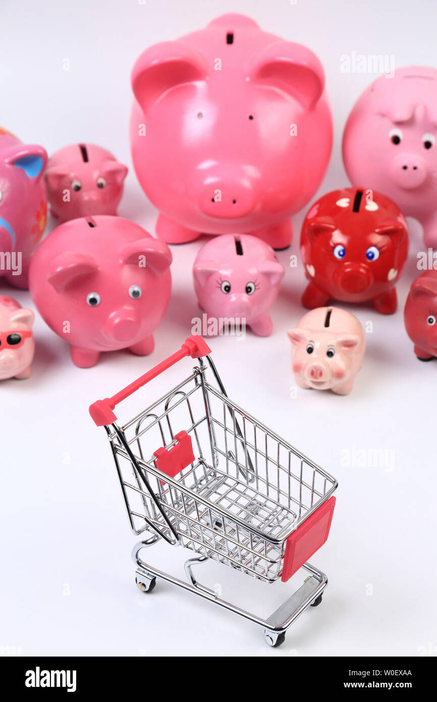 Still life of a group of piggy banks Stock Photo - Alamy