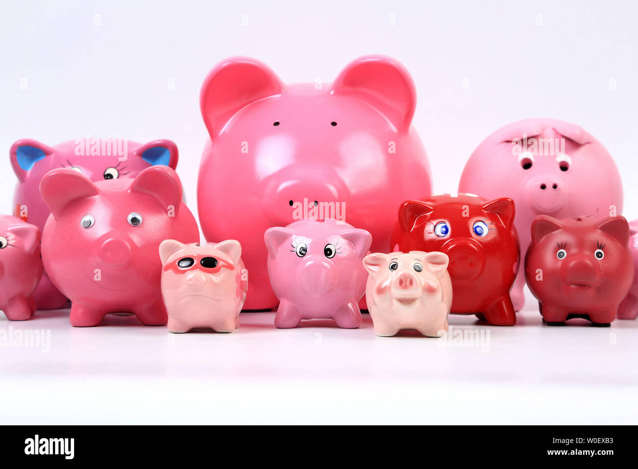 Still life of a group of piggy banks Stock Photo Alamy