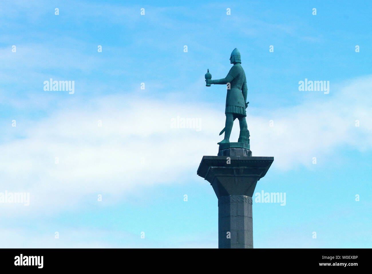 Europe,Norway, Trondheim. Olav Tryggvason statue Stock Photo