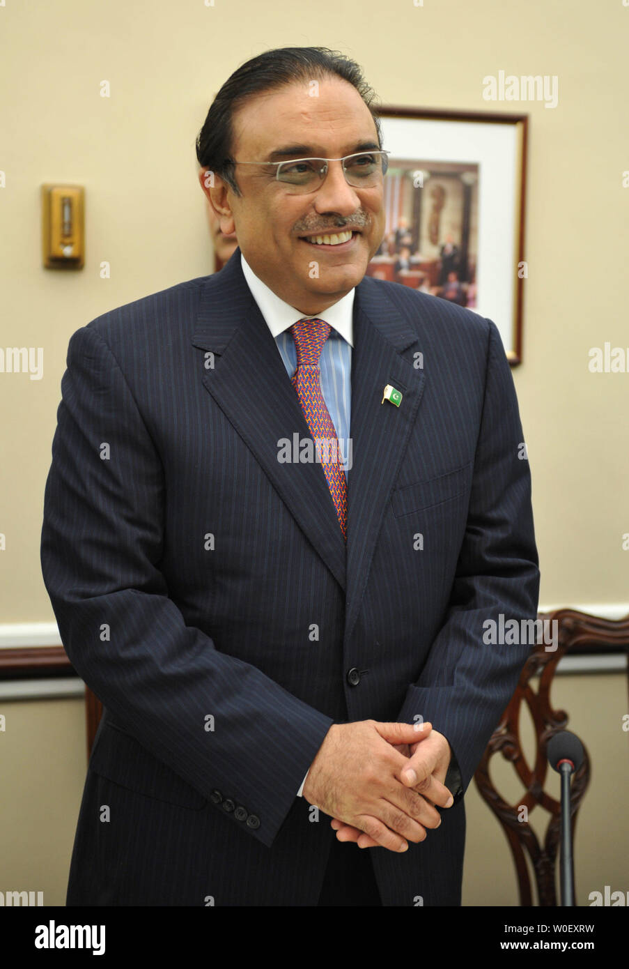 Pakistani President Asif Ali Zardari meets with the House Foreign Affairs Committee on Capitol Hill in Washington on May 5, 2009. (UPI Photo/Kevin Dietsch) Stock Photo