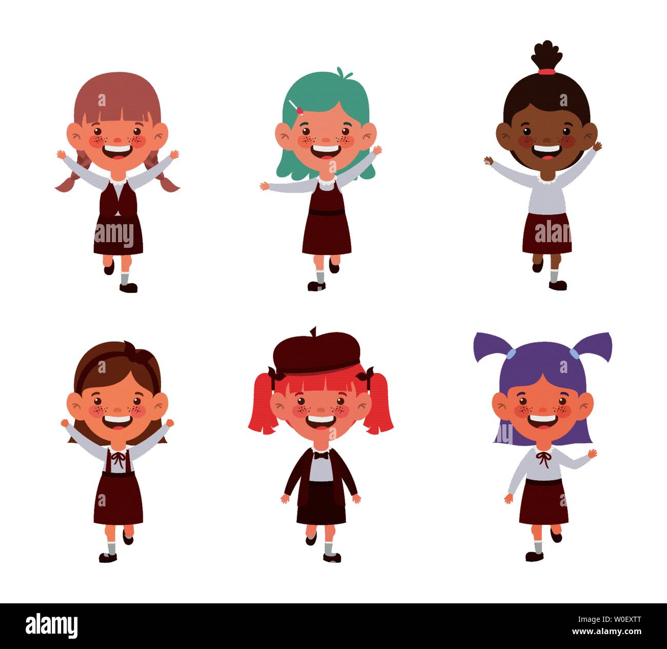 Cheerful Schoolgirls Stock Vector Images Alamy 