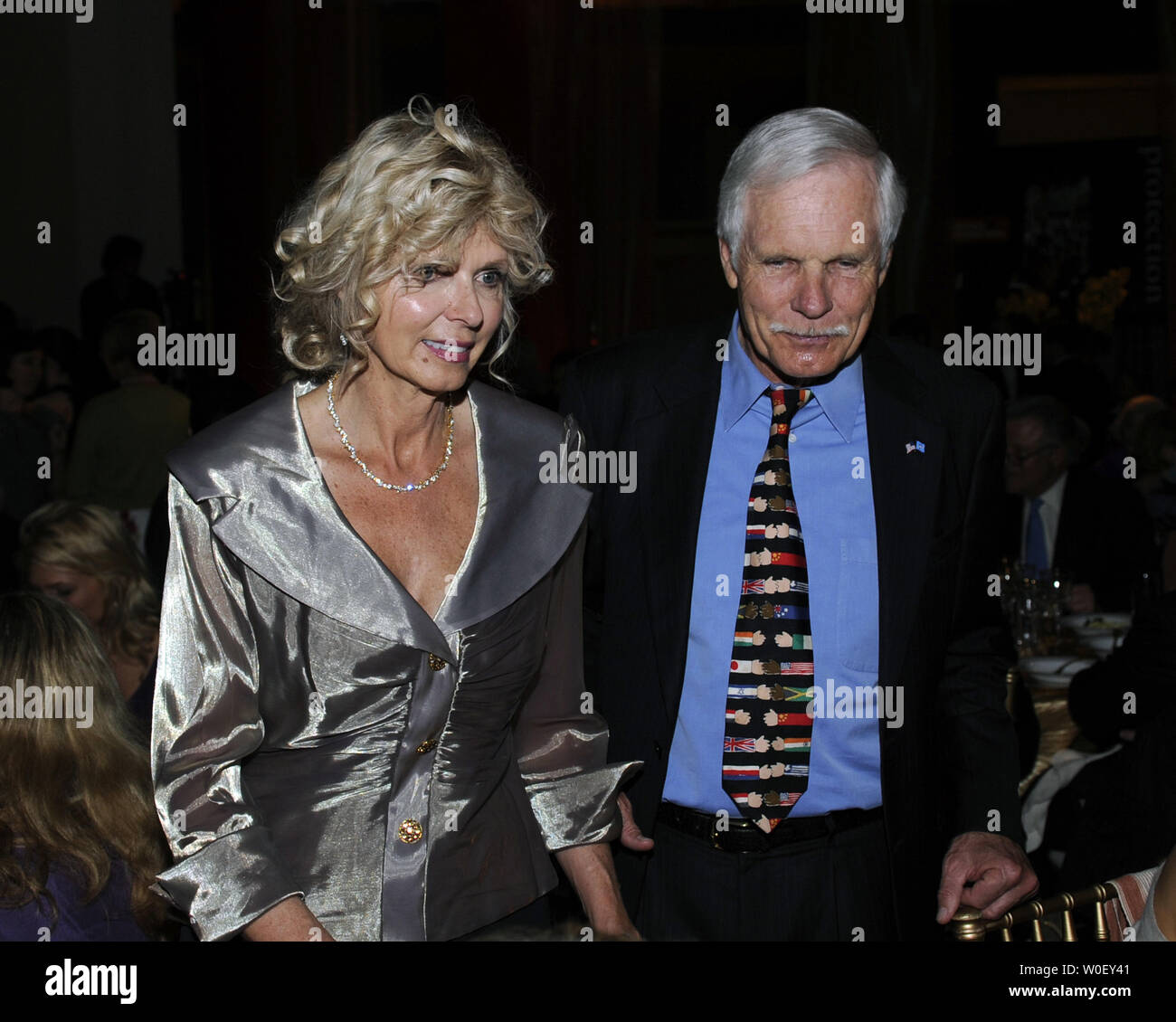 Ted Turner (R) and Sally Ranney attend the 30th Anniversary Refugees ...