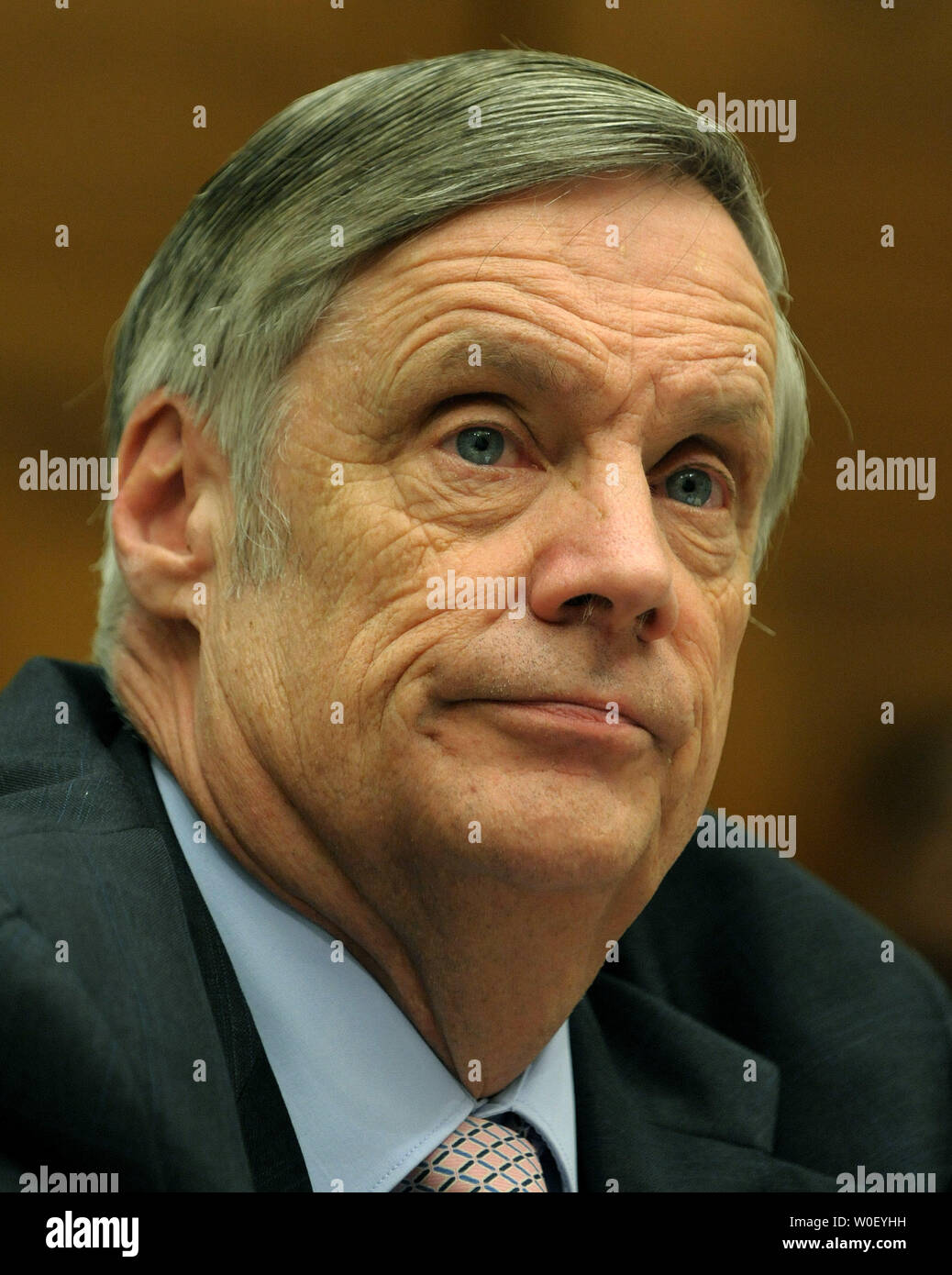Robert F. Hale, comptroller and Chief Financial Officer of the U.S. Department of Defense testifies before the House Armed Services Committee regarding the Defense Department's fiscal year 2010 budget on Capitol Hill in Washington on May 13, 2009.    (UPI Photo/Roger L. Wollenberg) Stock Photo