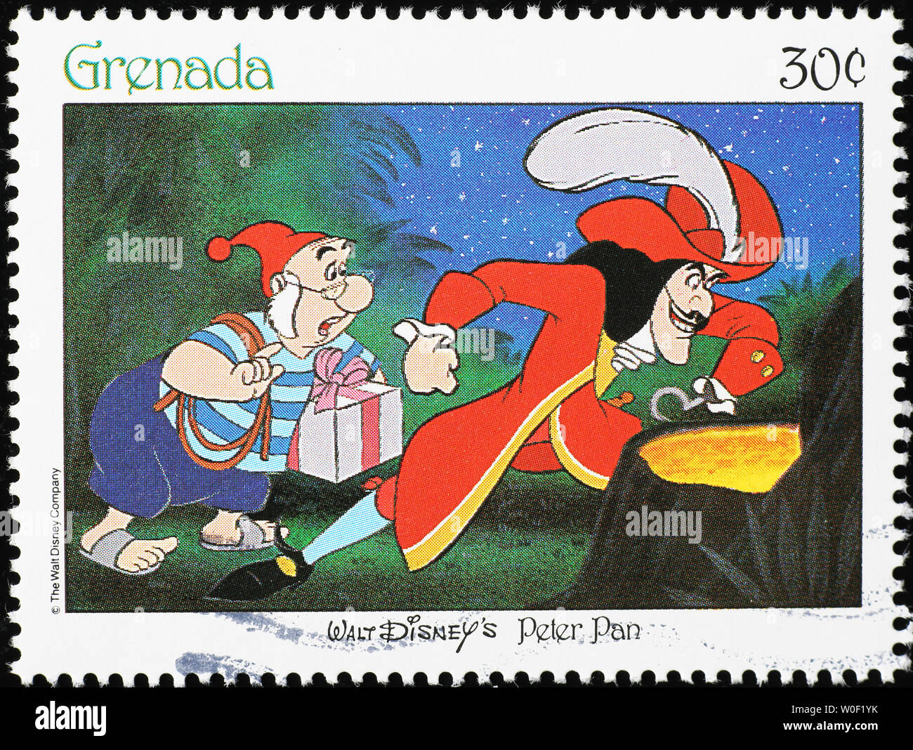 Captain Hook and Mr. Smee on Postage stamp Stock Photo