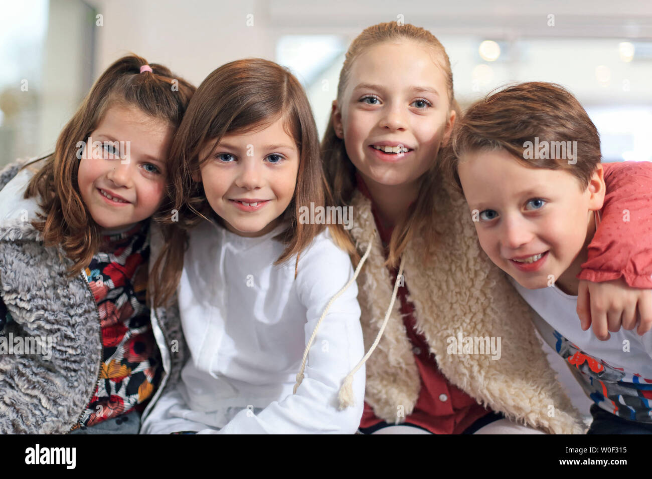 4 happy children Stock Photo